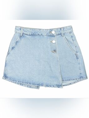 Zara Light Blue Denim Wrap Shorts